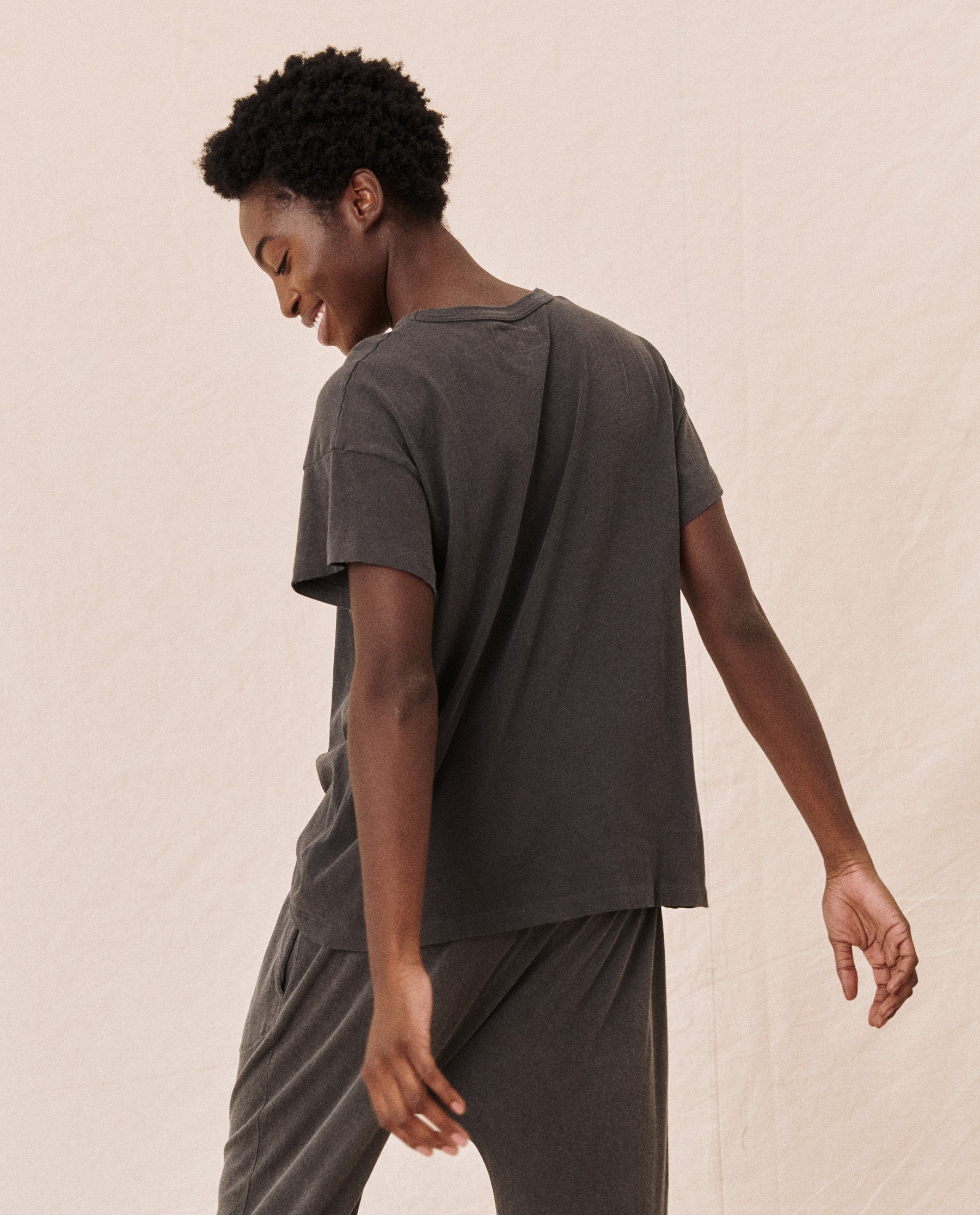 The Boxy Crew. Solid -- Washed Black TEES THE GREAT. CORE KNITS