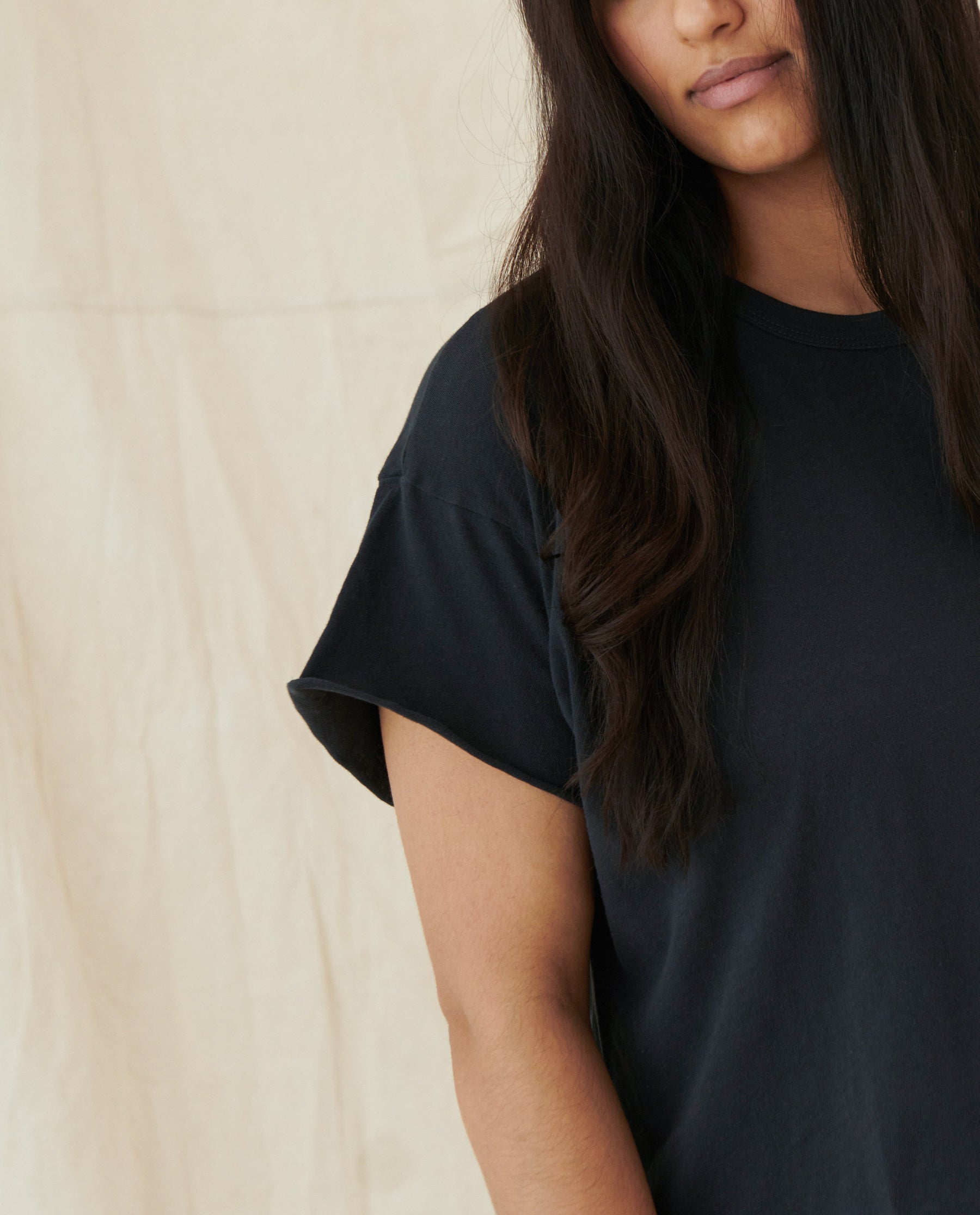 The Crop Tee. Solid -- ALMOST BLACK