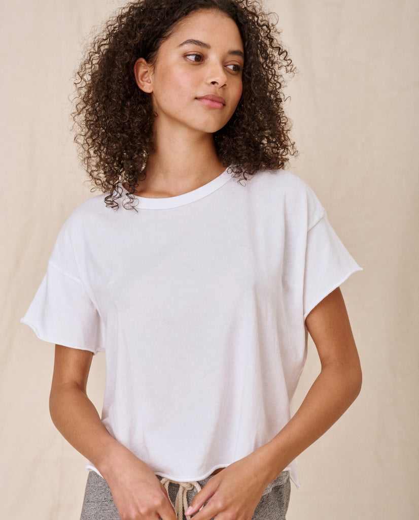 The Crop Tee. Solid -- TRUE WHITE – The Great.