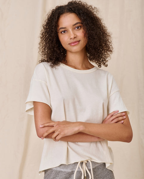 The Crop Tee. Solid -- WASHED WHITE – The Great.