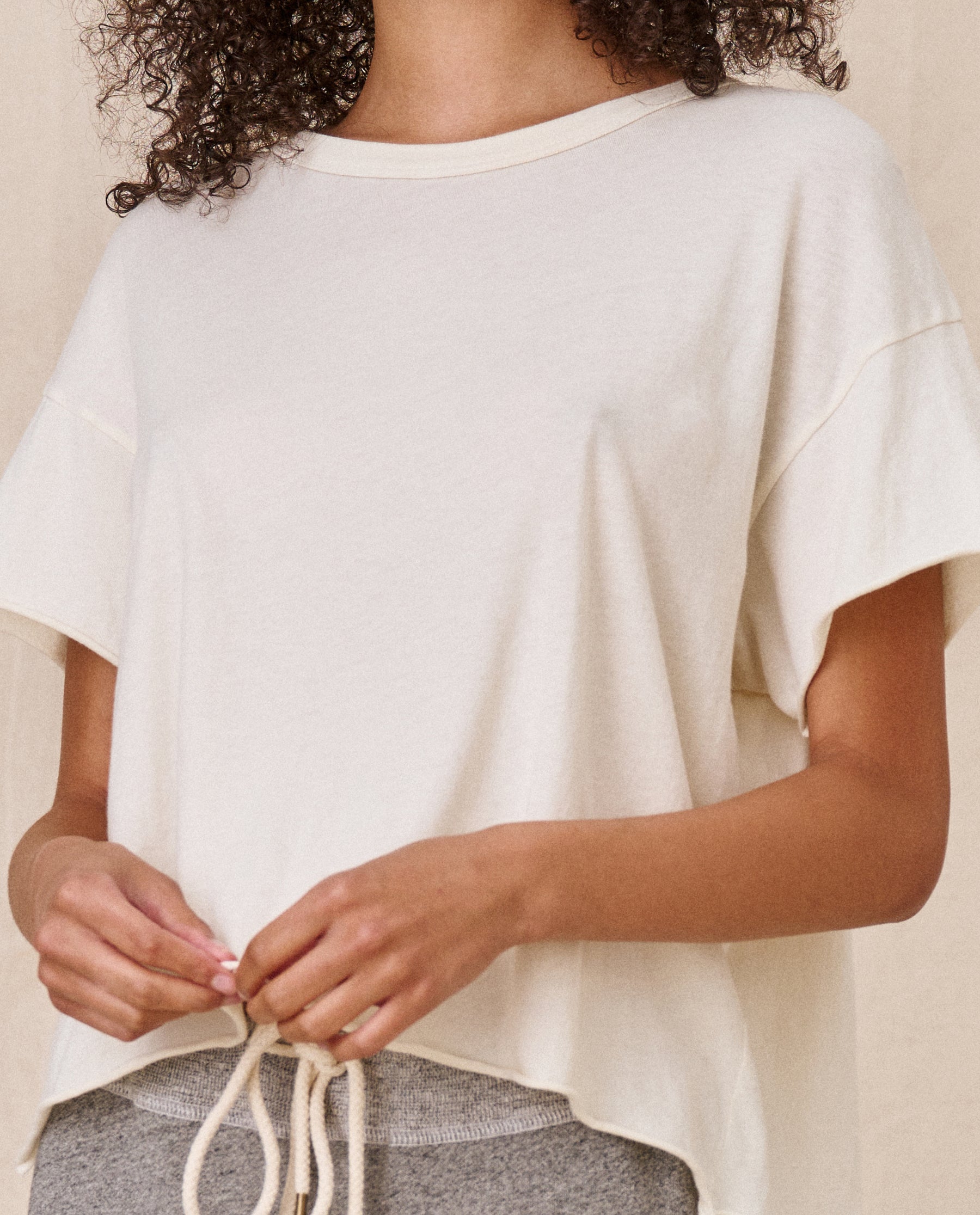 The Crop Tee. Solid -- WASHED WHITE