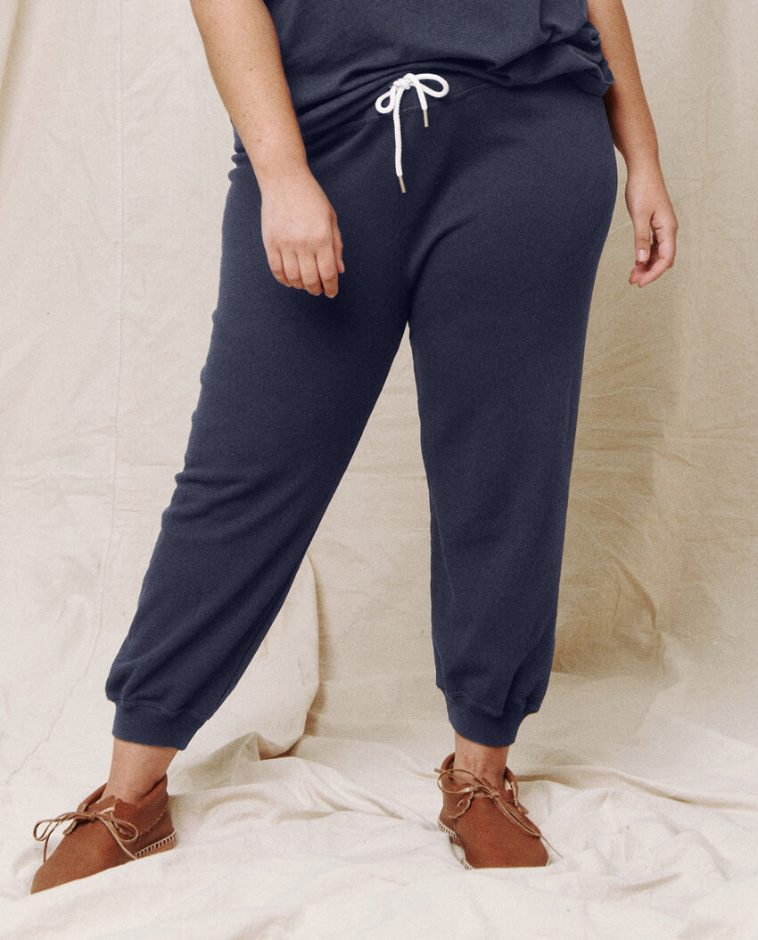 The Cropped Sweatpant. Solid -- WASHED NAVY