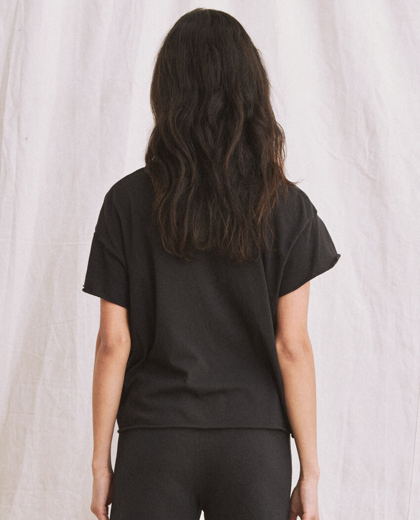 The Crop Tee. Solid -- ALMOST BLACK TEES THE GREAT. CORE KNITS