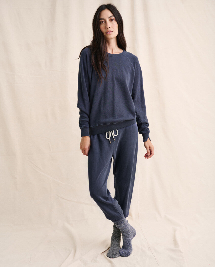 The Cropped Sweatpant. Solid -- WASHED NAVY