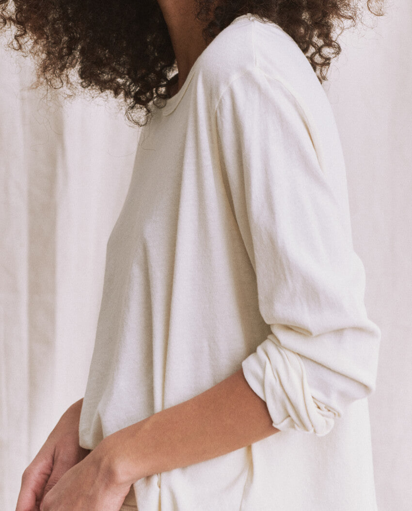 The Long Sleeve Crop Tee. -- Washed White TEES THE GREAT. CORE KNITS