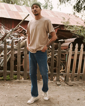 The Men's Boxy Crew. Solid -- Khaki TEES THE GREAT. SP22 D2 MENS SALE