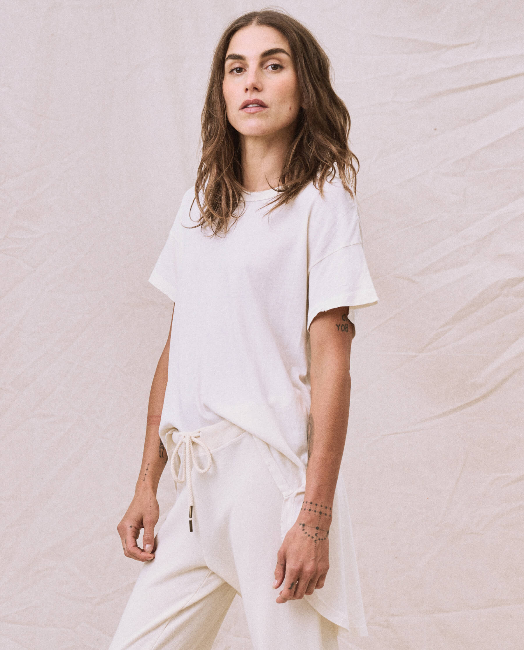 The Shirttail Tee. -- Washed White