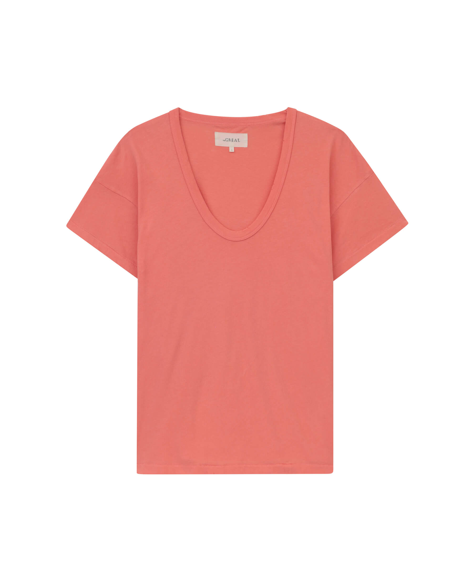 The U-Neck Tee. Solid -- Guava