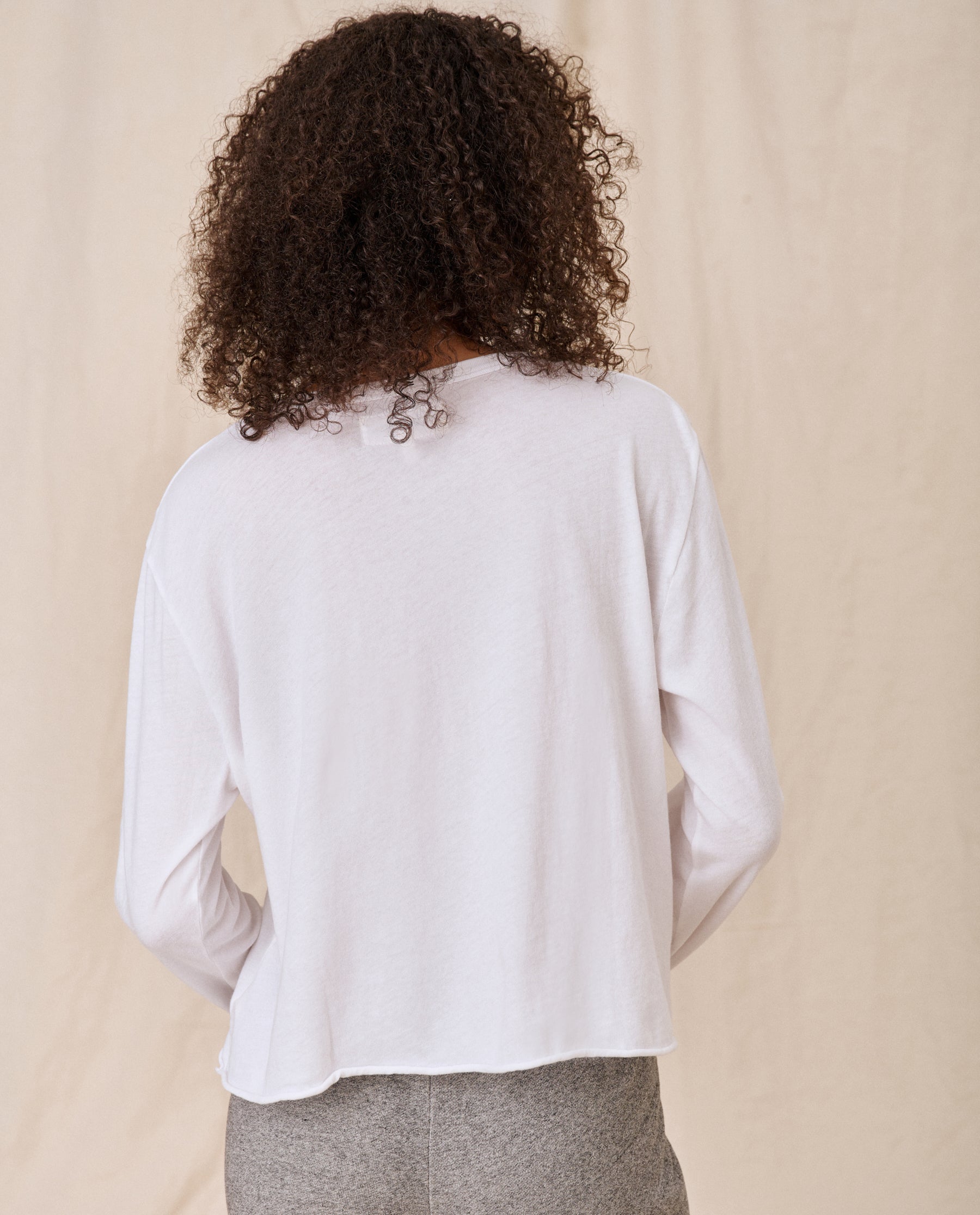 The Long Sleeve Crop Tee. -- TRUE WHITE TEES THE GREAT. CORE KNITS