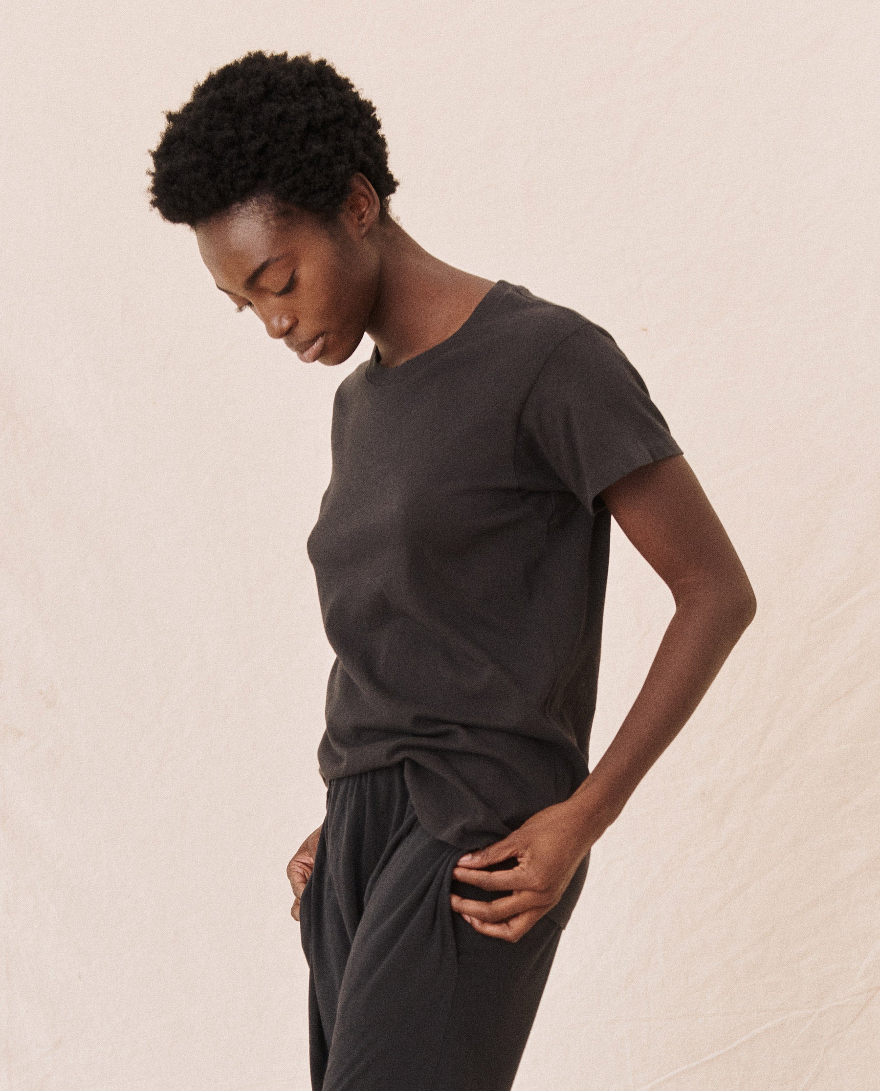 The Slim Tee. Solid -- Almost Black TEES THE GREAT. CORE KNITS